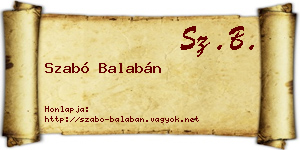 Szabó Balabán névjegykártya